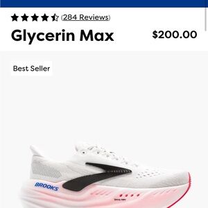 Brooks Glycerin Max White and Pink Running Shoes